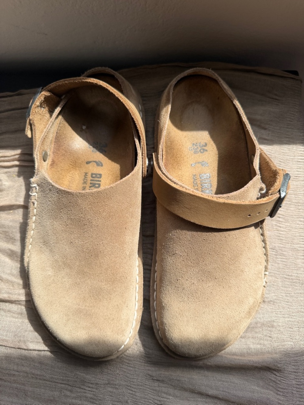 Birkenstock Women's Suede Clog Mule in Tan - Picture 2 of 4